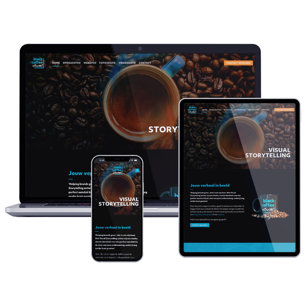 Website overzicht Black Coffee Visuals