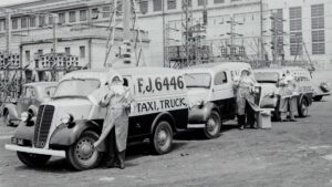 Promotionele actie van een taxibedrijf van vroeger